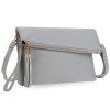 Guapabien Tassel Solid Color Magnet Button Zipper Women Shoulder Messenger Wrist Envelope Bag - Gris Clair 
