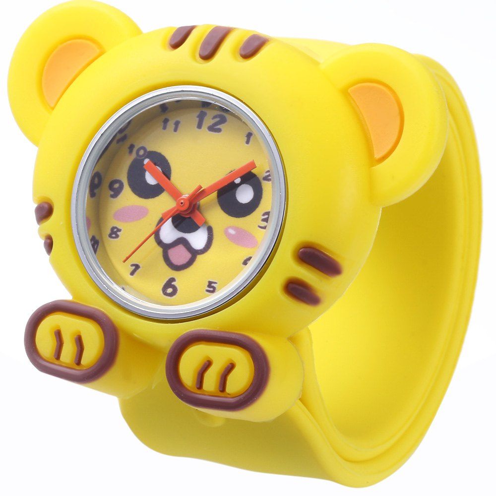 

Cute Children Quartz Watch Tiger Case Silicone Band Wristwatch, Yellow