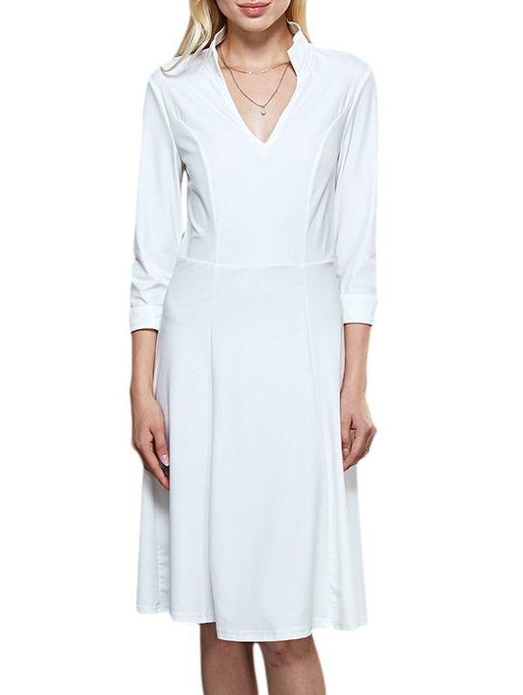 Bretelles Collier 3/4 Sleeve Women Robe blanche - Blanc L