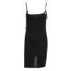 Sexy Spaghetti Strap Color Knitted Women Bodycon Dress - Noir L
