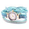Montre-Bracelet Femmes Quartz Décoré De Strass Bande En Cuir - Vert Menthe 