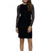 Long Sleeve Midi Lace Velvet Bodycon Dress - DEEP BLUE M