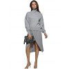 Pull à col roulé simple couleur pure femmes tricotées - Gris XL