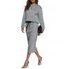 Casual Round Collar Drawstring Pure Color Women Robe Deux Piece - Gris M