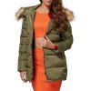 Chic Hooded Fur Collar Pure Color Zipper Women Down Coat - ARMY GREEN M