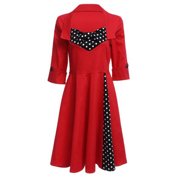 Vieux Style Classique Bowknot Design Sash Taille Femmes Une Ligne Robe De Bal - Rouge XL