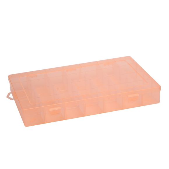 Détachable 28 Compartiments en Plastique Transparent Caisse de Rangement de Perles en Plastique - Orange 