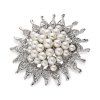 Élégant tournesol forme perle décoration strass platine plaqué femme broche - Blanc 