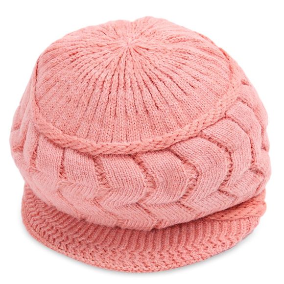 Winter Solid Color Ear Protection Warm Knitted Cricket Cap for Women - Rose 
