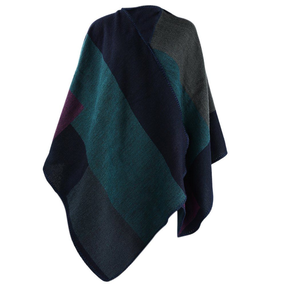 

Winter Ethnic Style Color Block Warm Blanket Scarf for Women, Deep green