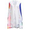 Novelty Sleeveless Collarless Printed Cloak Type Coat for Women - multicolore XL