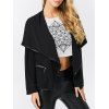 Fashion Turn-down Collar Zipper Pocket Design Women Coat - Noir 3XL