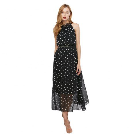 Black Print Chiffon Dress