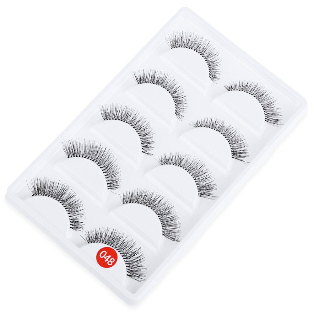 5 Pairs Hand Made Crossover Design Professional Thick Makeup Fake Eyelashes - BLACK 