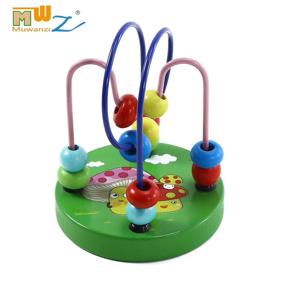 

Muwanzi Mini Beaded Wooden Desktop Educational Game Toys for Kids, Small mushroom