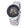 Gucamel G055 Men Auto Mechanical Watch Luminous Hollow Dial Stainless Steel Band Wristwatch - STEEL BAND/SILVER DISPLAY/BLACK DIAL 