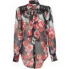 Trendy V Neck Vintage Style Floral imprimé laçage chemise pour les femmes - Noir / Rose XL