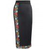 Trendy taille haute imprimé floral Slit Zipper femmes crayon jupe - Noir L