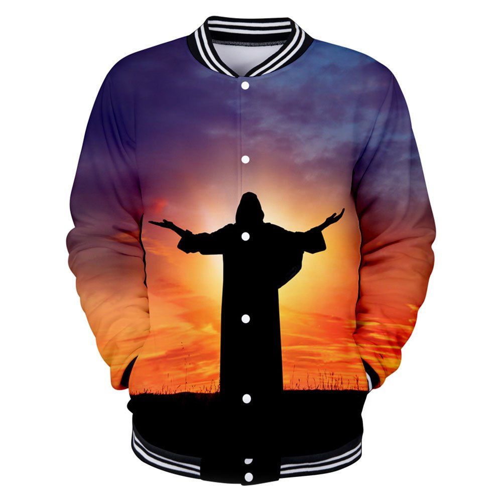 

2018 New Jesus 3D Baseball Jacket, Multi-a