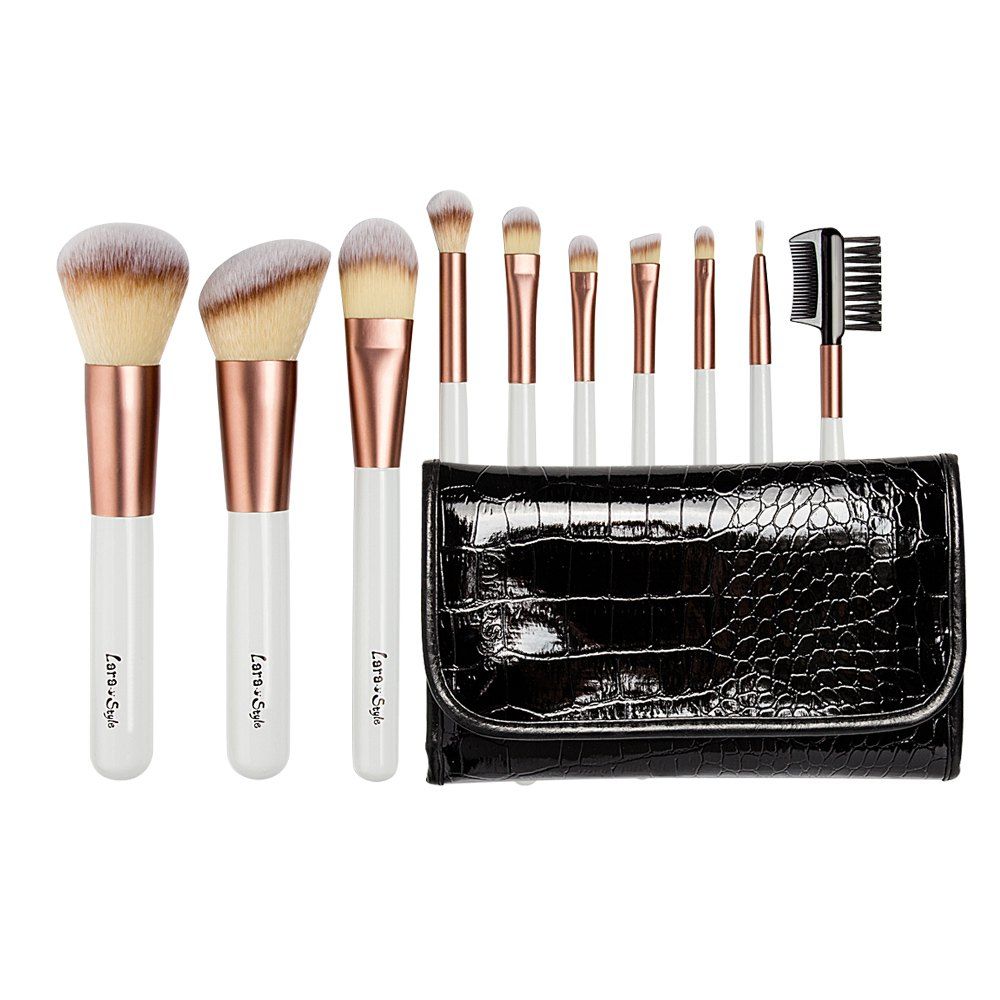

Larastyle 10PCS Deluxe Makeup Brushes with Luxury Black Bag ( Limited Edition ), White