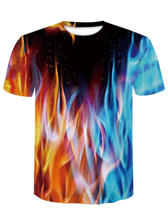 T-shirts à manches courtes d'impression numérique d'été des hommes 3D - multicolor A 3XL