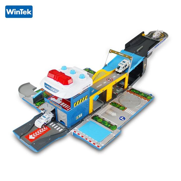 WinTek E5018 assemblé station de police véhicules en alliage jeu de construction jouet - Bleu Dodger 