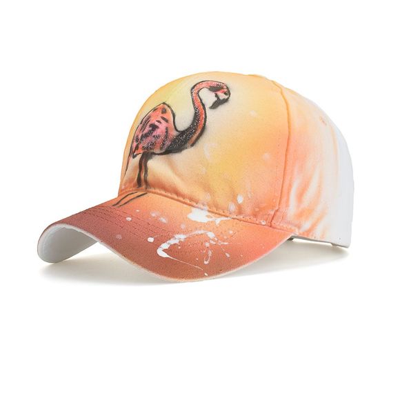 Casquette de baseball Flamingo peinte à la main pour hommes - Tangerine 