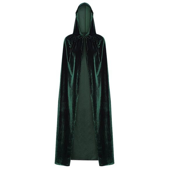 Cape à capuchon Cape d'Halloween Costume couleur unie Cape velours - Vert profond ONE SIZE(FIT SIZE XS TO M)