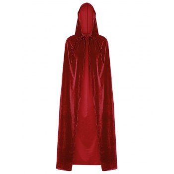 

Hooded Collar Cloak Halloween Costume Solid Color Velour Cape, Chilli pepper