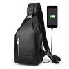Multifonctionnel Anti-pliage élégant élégant sac de poitrine d'hommes USB - Noir 