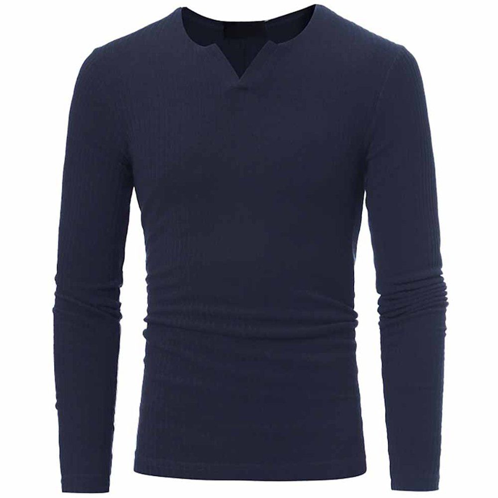 

Men's Fashion V-Neck Striped Stretch Knit Casual Slim Long-Sleeved Sweater, Cadetblue