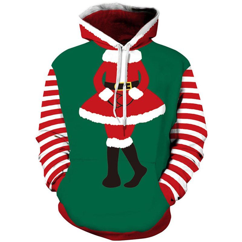 

Fashion Christmas Printed Lover Top Long Sleeved Hoodie, Deep green