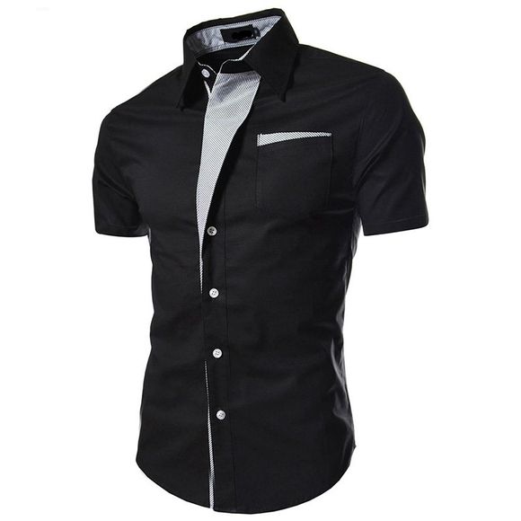 2018 été nouveau mode rayé à manches courtes occasionnels chemise à manches courtes pour hommes - Noir XL