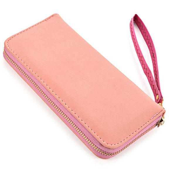 Portefeuille pour femmes Couleur unie Style bref Zipper Decor All Match Versatile Wallet - Rose 