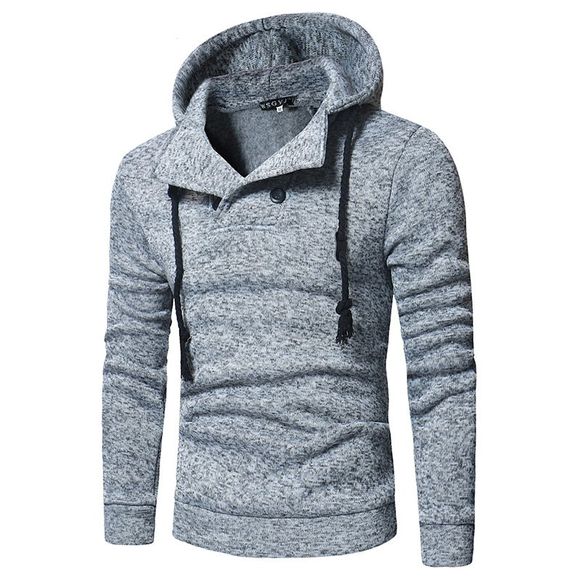 2018 chandail à capuche en tricot à double boutonnage décontracté décontracté à la mode pour hommes - Gris 2XL