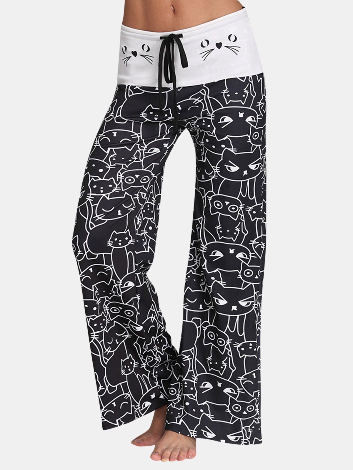 DressLily.com: Photo Gallery - Cat Print Wide-leg Drawstring Mid Waist ...