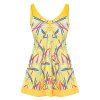 Maillot de bain deux pièces rembourré imprimé femmes - Jaune XL