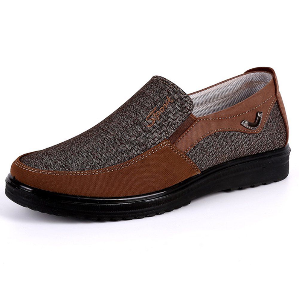 

Men Large Size Breathable Anti-skid Loafers Cloth Shoes, Brown
