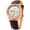 Faleidu 1061 Montre à Quartz Bracelet en Cuir Fonction de Date pour Homme - Brun et Or 