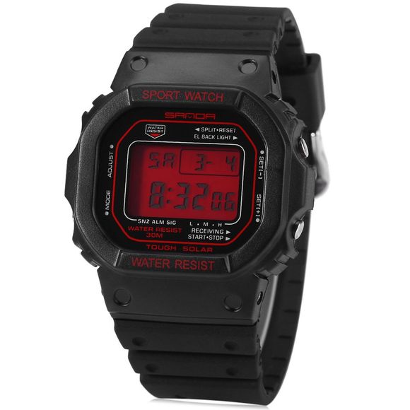 Sanda 293 LED Montre de Sports Imperméable Mâle - Rouge 