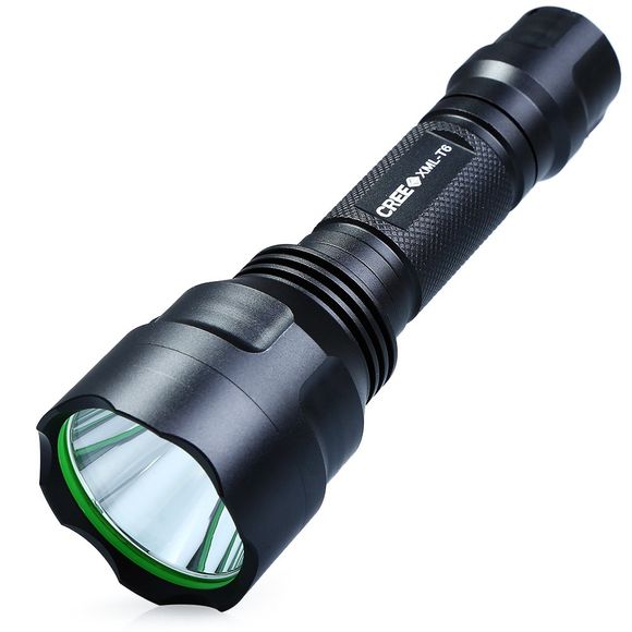 UltraFire C8 1300LM CREE XML T6 Outdoor Waterproof LED Flashlight ( without 1 x 18650 Battery ) - BLACK 