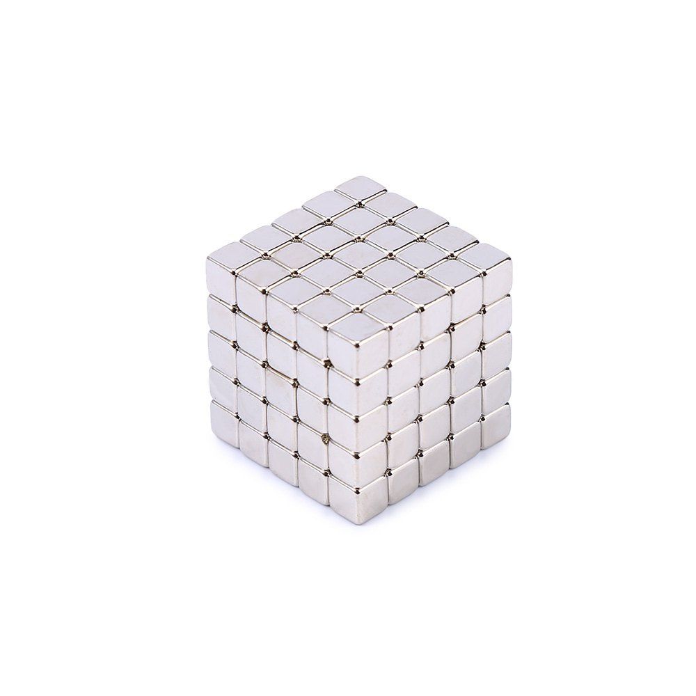 

5mm Silver Magnetic Cube Puzzle Novelty Toy 125Pcs / Set