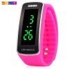 Skmei 1119 LED Light Sports Watch Silicone Strap Unisex Wristwatch Water Resistance - Rose Rouge 
