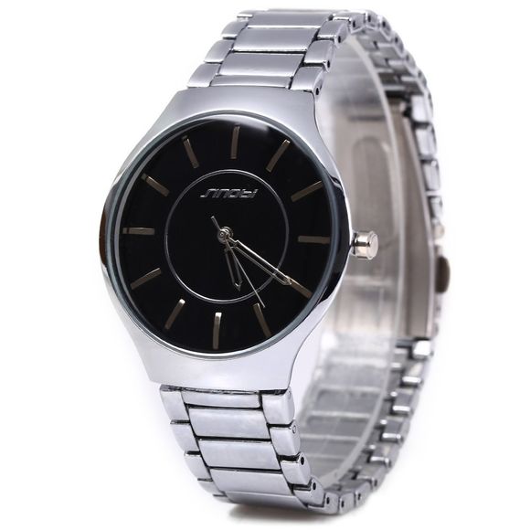 Sinobi 9442 Cool and Fashionable JAPAN Round Dial Quartz Watch Stainless Steel Strap for Male - BLACK / SILVER 