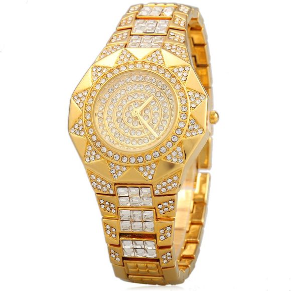 Tivaye Y23 Montre à Quartz de Diamants de Luxe Bracelet en Acier Inoxydable pour Femmes - d'or 