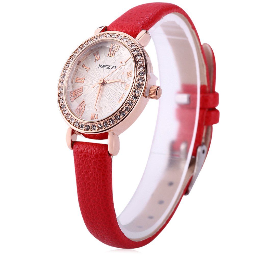 

KEZZI K - 873 Women Quartz Watch Artificial Diamond Wristwatch, Red