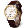 GUANQIN GQ008815 Hommes Montre Mécanique d'affaire de Luxe Etanche 100m de Miroir Saphir Bracelet en Cuir Véritable - d'or 