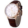 GUANQIN GQ001 Water Resistance Male Japan Luxury Quartz Watch Leather Watchband Working Sub-dials - Blanc et Or 