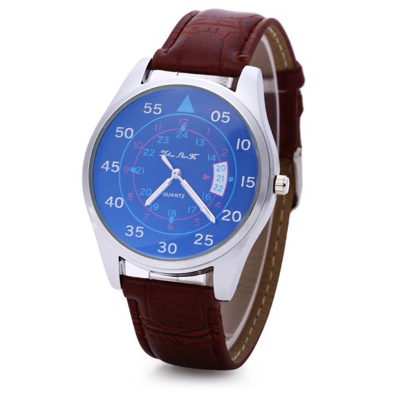 Male Quartz Watch Fashionable Sapphire Glass Water Resistance Wristwatch - Brun 