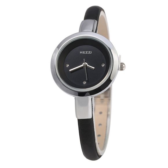 KEZZI K - 575 Women Quartz Watch Slender Leather Band Wristwatch - Noir 
